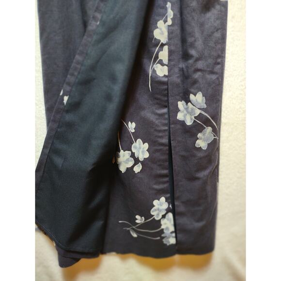 NYGARD Collection 4 Petite Maxi Lined Faux Wrap Skirt Navy And Light Blue Floral - Picture 7 of 11